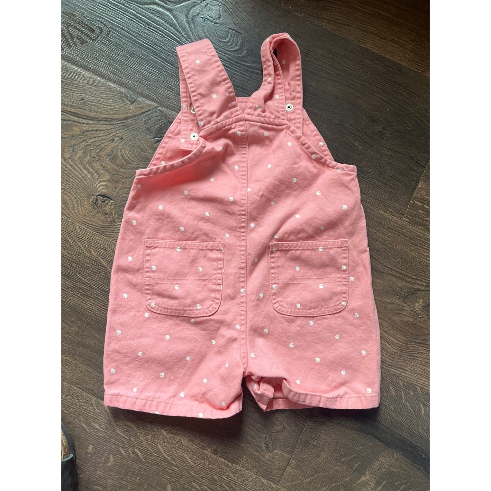 Carhartt Kids Pink Polka Dot Ruffle Canvas Bib Shortalls SD9931-G 3T - Picture 3 of 4